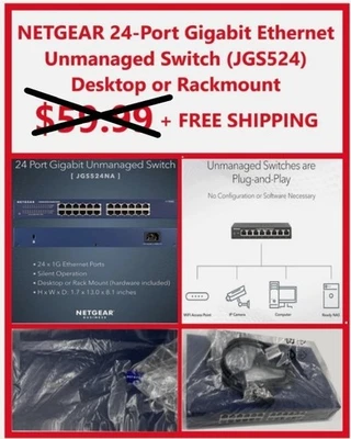 Netgear JGS524 24-Port Gigabit Ethernet Unmanaged Switch - Image 1 of 4