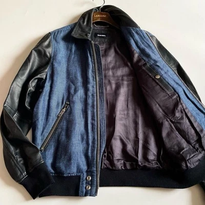 Chaqueta Diesel Denim y Cuero Índigo Doble Cremallera Talla L Buen Estado U7343 Foto 1 de 4