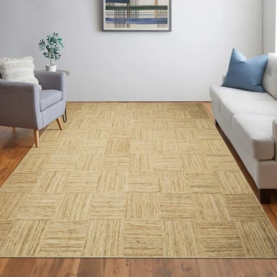 Beige Hand Braided Kitchen Runner Jute Area Rug Living Room runner Carpet 5x7 ft - Image 1 of 4