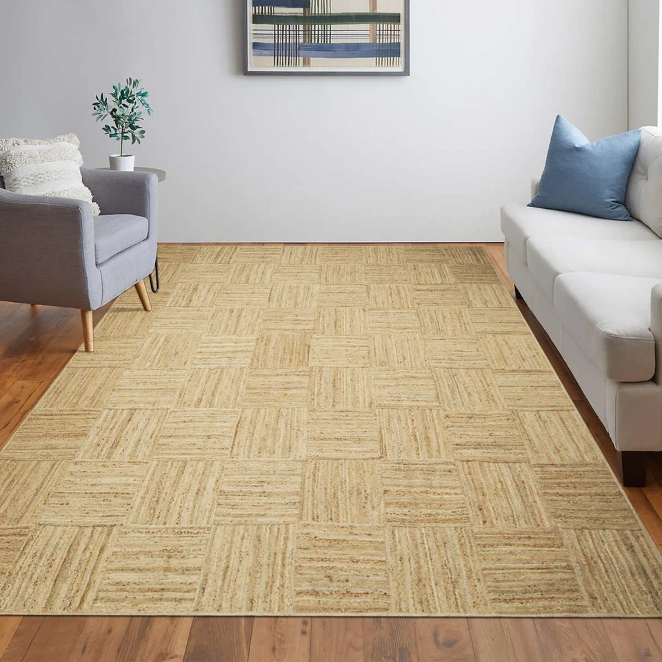 Beige Hand Braided Kitchen Runner Jute Area Rug Living Room runner Carpet 5x7 ft - Image 1 of 4