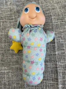 VTG 1988 Playskool 11” GloWorm Blue Nightgown Stars Glow Worm Baby Works - Picture 1 of 4