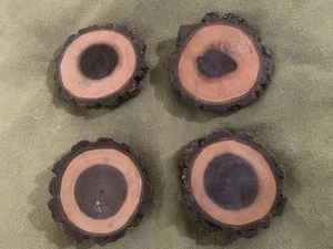 Set Of 4 Round Wood Slice Coasters - Picture 1 of 2