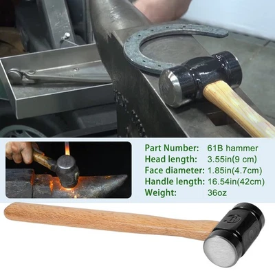 Hand Made Vintage Farrier Rounding Hammer Blacksmith Forging Anvil Tool 61B 36oz - Image 1 of 4