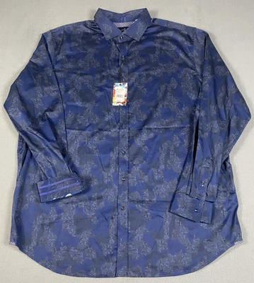 Robert Graham Modern Americana LEE Button Down Shirt Men 2XLT Blue Geo Print NWT - Image 1 of 4