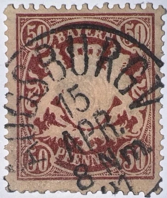 Travelstamps: Germany Bavaria Bayern Stamps Scott #70- 50 Pf Used Handstamped - Image 1 of 4