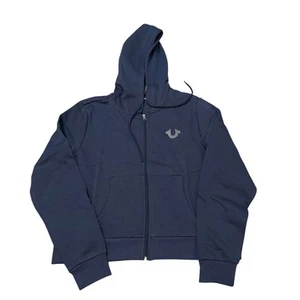 True Religion 600017 Circular Zip Hoodie Sweatshirt Dress Blue Size XXL New - Picture 1 of 5