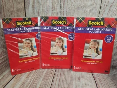 15 Bolsas Scotch Bolsas Laminadoras Autosellantes, Acabado Brillante, 4.3 X 6.3 Pulgadas Foto 1 de 3