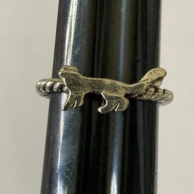 Fashion Ring Cat Shaped Silvertone Braided Band Costume Kitty Jewelry Sz 6.5 Foto 1 de 4