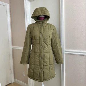 Abrigo largo acolchado con capucha United Colors of Benetton para mujer, verde talla S - Imagen 1 de 15