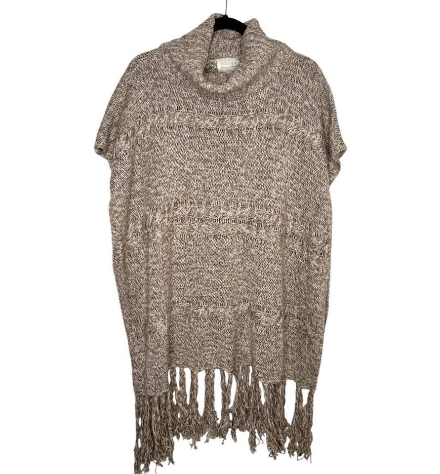 Bisagra Mujer Cuello Tortuga Flecos Abierto Talla Única Poncho Bosque Costal Boho Western Foto 1 de 4