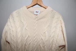 Vintage Marsh Landing Wool Cable Knit Fisherman Sweater Chunky M Boyfriend Cozy - Picture 1 of 5