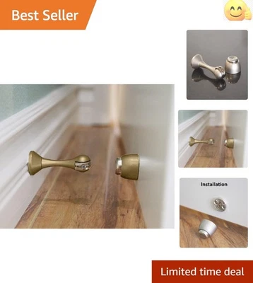 Elegante tope de puerta magnético - acabado latón dorado, juego de 2 piezas para máxima protección Foto 1 de 4