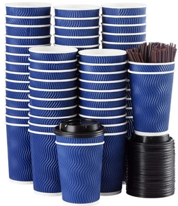 Kindpack Tasses à café jetables avec couvercles et pailles 12 oz (lot de 90) - Hot Pap... - Photo 1/4