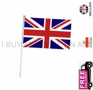 British Union Jack Hand Held PVC Flag 2025 18.5cm x 13.5cm with Stick - Picture 1 of 1