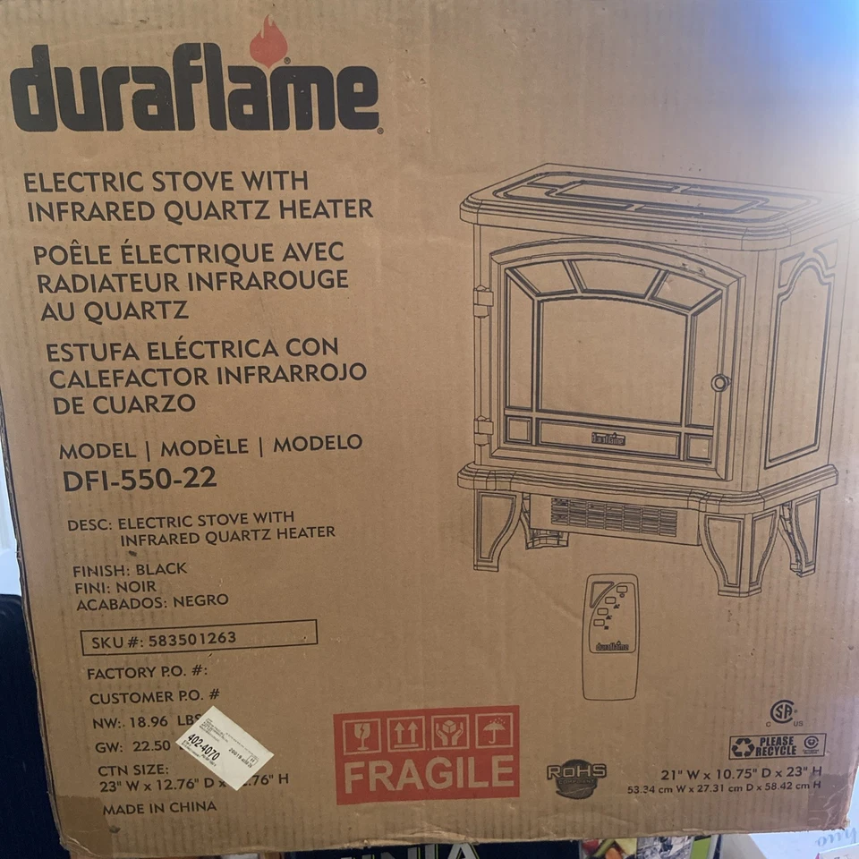 Estufa de chimenea de cuarzo infrarrojo Duraflame DFI-550-22 - negra Foto 1 de 1