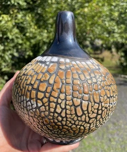 Jarrón modernista RETRO Ian Stainton (1958-) estudio moderno arte cerámica sal craquelada - Imagen 1 de 11