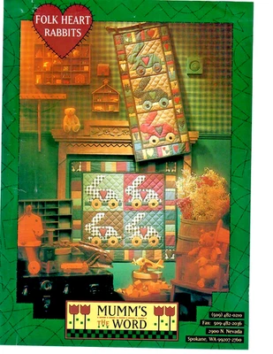 Mumm's the Word FOLK ART RABBITS Quilted Wall Hangings 1994 UNCUT Sewing Pattern - Image 1 of 4