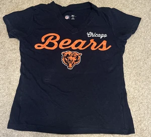 T-shirt donna Chicago Bears nera e arancione scollo a V taglia S - Foto 1 di 9