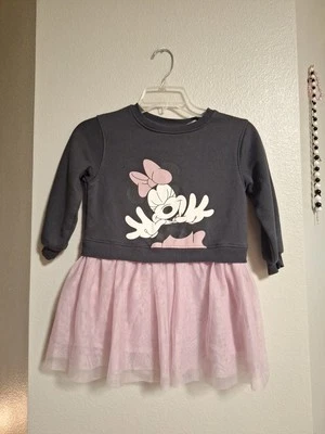 H And M Disney Girls Grey And Pink Sweat Shirt Dress Size 6 To 6X - Image 1 of 3
