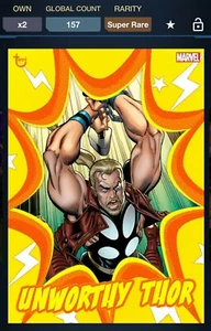 Carta digitale gialla Topps Marvel Explosions Unworthy Thor serie 1 2020 - Foto 1 di 1