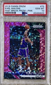 2018 PANINI PRIZM PINK FAST BREAK /50 KARL MALONE PSA 10 POP 1 BEAUTY - Picture 1 of 2