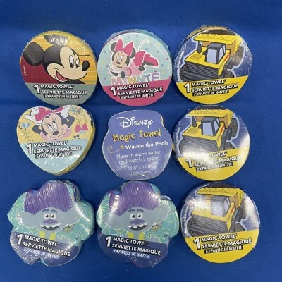 Lote de 9 Toallas Mágicas Disney Mickey Mouse Minnie Pooh Tonka Truck Trolls 12x12 pulgadas Foto 1 de 4