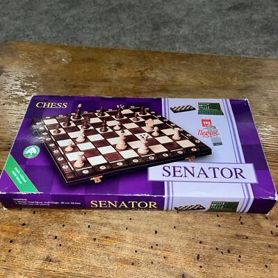 JUEGO DE AJEDREZ SENATOR MADERA PONDERADA 16" TABLERO PLEGABLE De colección 3" King - Sin jugar  Foto 1 de 4