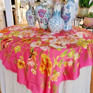 Pink Table Square Scarf Swimsuit Cover Polyester 48" x 48" Max Studios Large - Picture 1 of 23