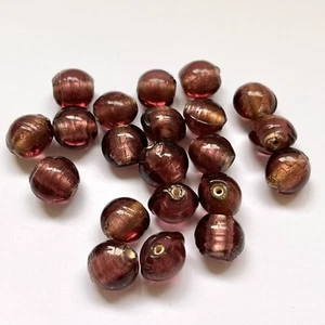 20 Flat Round Purple Foil Glass Beads 10mm Necklace Jewellery Making 38g - Picture 1 of 4