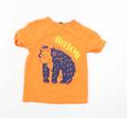 George Boys Orange Cotton Basic T-Shirt Size 2-3 Years Round Neck Pullover - Mon
