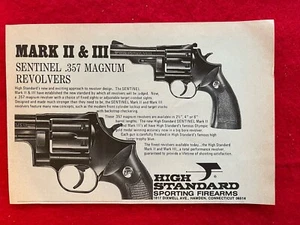Vintage 1973 High Standard Sentinel .357 Magnum Revolver Print Ad Mark II & III - Picture 1 of 7
