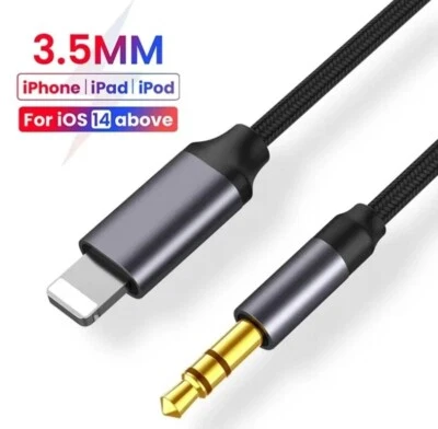 For iPhone 8 X XR 11 12 13 14 Pro Max 8 Pin to 3.5mm AUX Audio Car Adapter Cord - Image 1 of 4