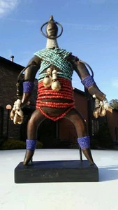 African Art Namji Fertility Doll Talisman carved wood & colorful Beaded Cameroon - Picture 1 of 12