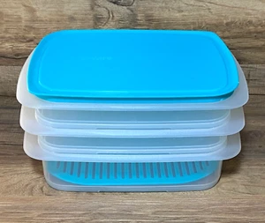 TUPPERWARE FRIDGE STACKABLES - AQUA BLUE - DELI MEAT KEEPERS LID & GRATE 6477A - Picture 1 of 3