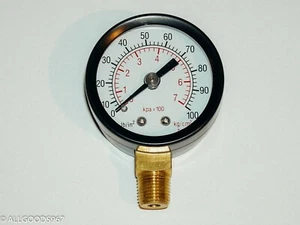Air Pressure Gauge for our Pipe Repair Kit 1/8" NPT Thread 0-100 psi Side Mount - Picture 1 of 5