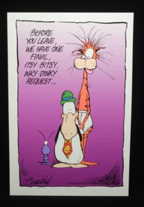 Vtg 1993 Opus n Bill BEFORE YOU LEAVE Request Greeting Card + Envelope FREE SHIP - Picture 1 of 3