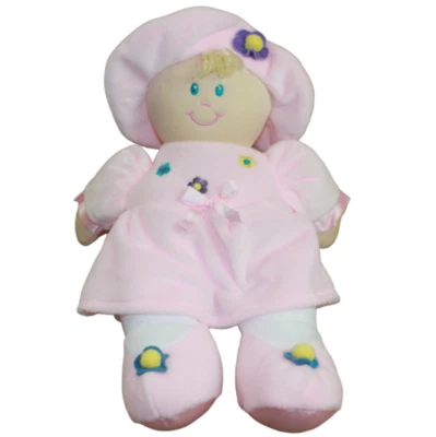 Kids Preferred Pink Plush Baby Doll Infant Toy Flowers 2003 Vintage Lovey 11" - Image 1 of 4