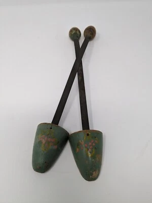 Camillas antiguas con forma de árbol para zapatos para mujer madera metal pastel pintadas a mano  Foto 1 de 4