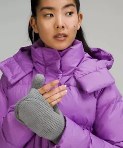 Lululemon Women's Ribbed Merino Wool-Blend Knit Mittens Gull Grey M/L - Picture 1 of 8