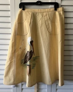 falda envolvente vintage años 70 s/m pintada a mano pelícano retro boho - Imagen 1 de 6