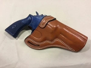 Leather CROSS DRAW Holster - S&W K or L  Frame Revolver 4" Barrel (# 7710 BRN) - Picture 1 of 3