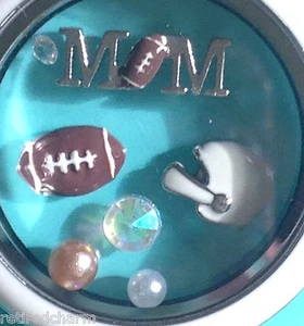 ❤️AUTHENTIC ORIGAMI OWL 3 CHARM SET FOOTBALL 🏈 MOM HELMET CRYSTALS PEARLS NEW❤️ - Picture 1 of 7