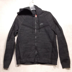 Nike-Breathable Mesh Hoodie Boys Sz.Medium/Black Heather/Dark Gray/Full Zip - Picture 1 of 12