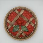 Vintage Lattice Cherry Pie Keeper Baking Dish w/ Lid Portugal Ceramic 12"