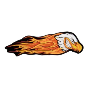 Charging Eagle Orange Flames Patch, Eagle Back Patches - Picture 1 of 5