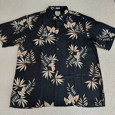 Camisa Hawaiana Luau Para Hombres Grande 100% Seda Estampado Completo Manga Corta Abotonada Foto 1 de 4