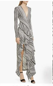 Galvan Designer Woman’s Long Dress Gown Black/White Striped UK 8/10 New with tag - Picture 1 of 21
