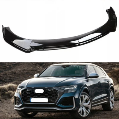 For Audi A3 Quattro/RS3/S3 Front Bumper Lip Chin Splitter Spoiler Gloss Black - Image 1 of 4