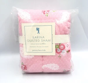 NEW Pottery Barn Kids Karina Quilted Standard Sham Pink Floral NIP Standard - Picture 1 of 5
