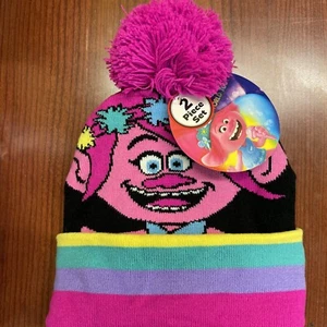 TROLLS TODDLER GIRLS WINTER COLD HAT AND MITTEN BEANIE SET. NWT - Picture 1 of 3